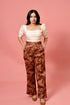 Classy Brown White Coord Set With Belt